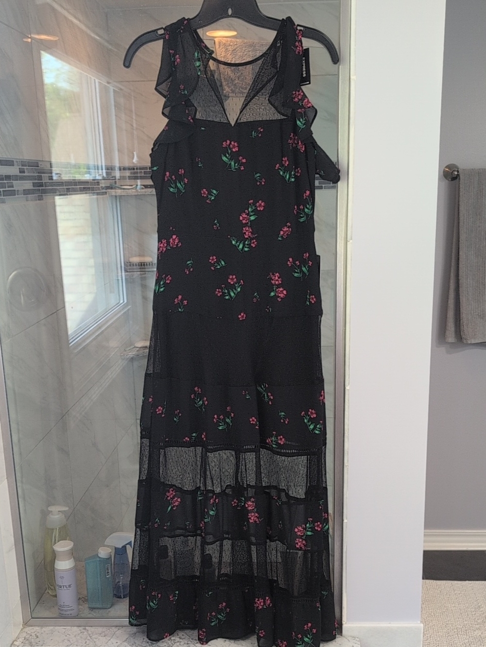 Express Black Maxi Dress with Floral Print